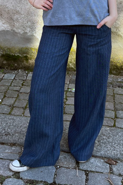 Long striped linen trousers
