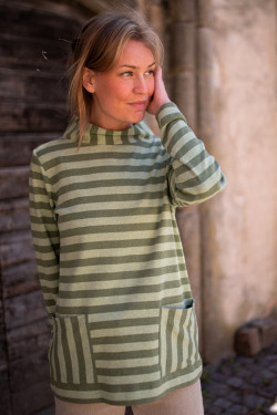 Wide-striped sweater with...